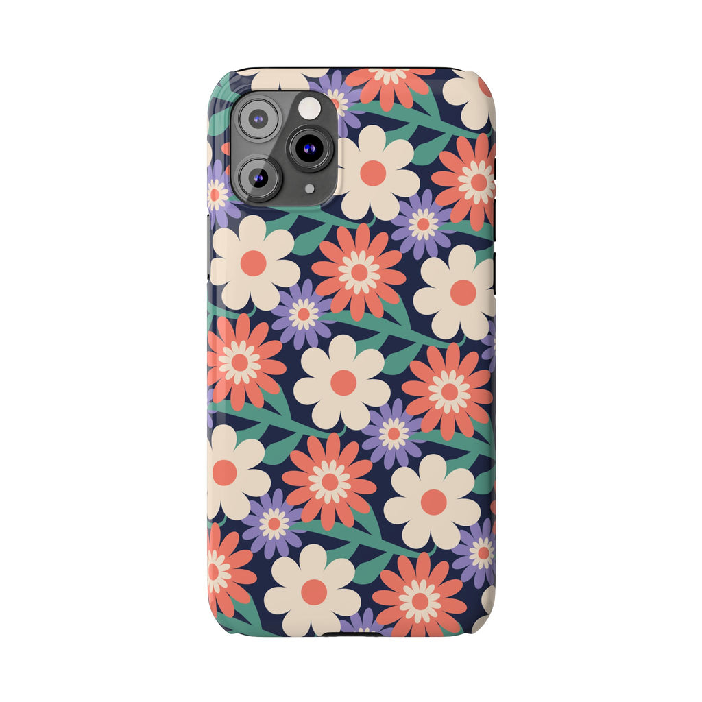 Floral Retro Slim Phone Case – Navy Ditsy Flowers