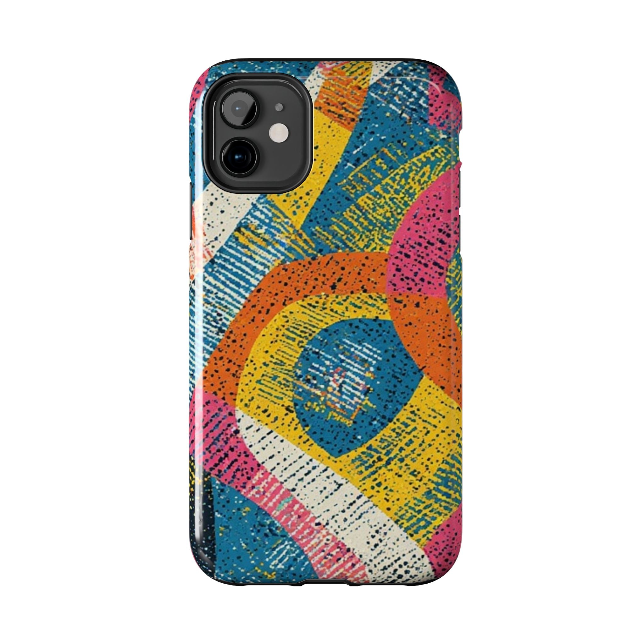 Bold Retro Abstract Tough Phone Case — Colorful Geometric Protective Cover