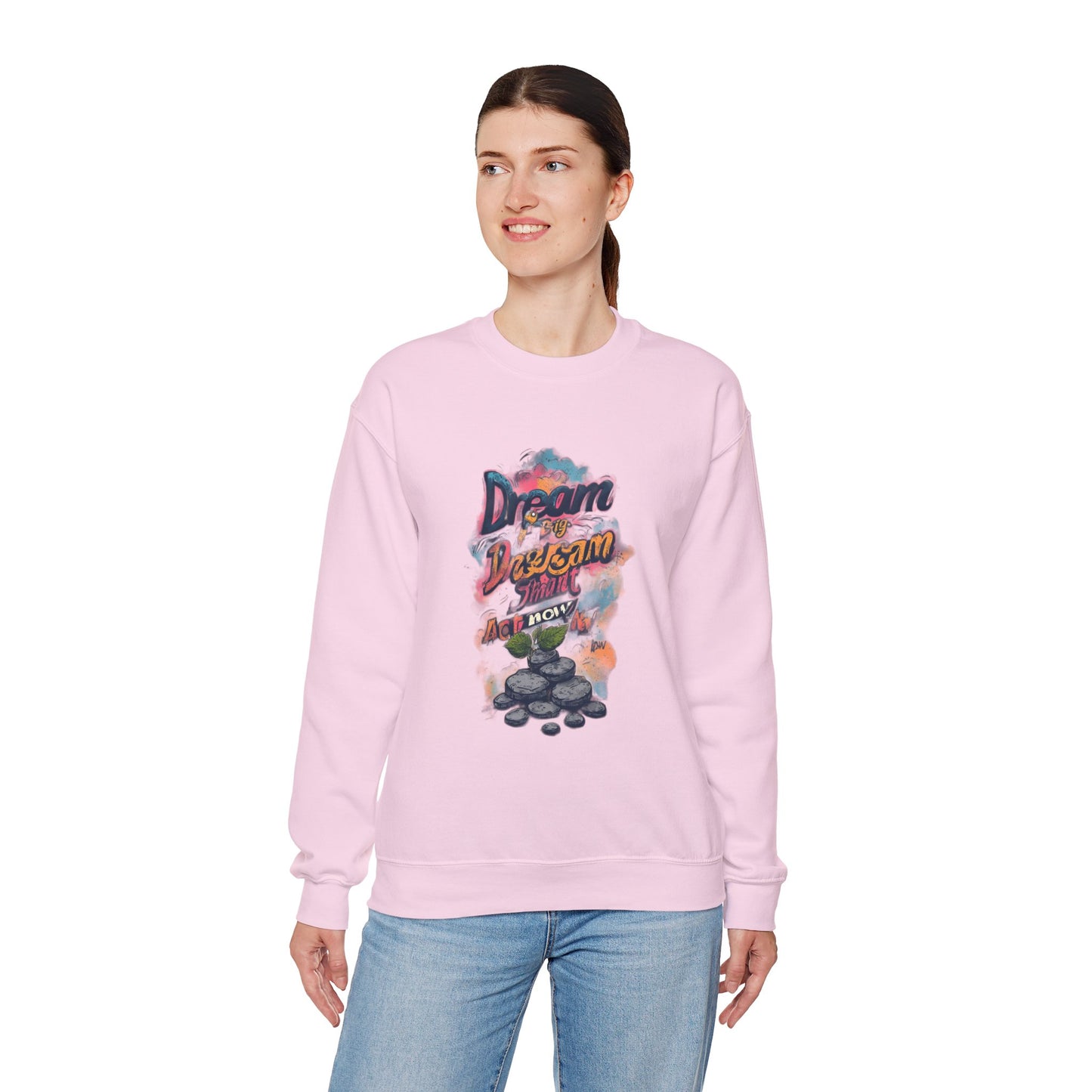 Dream Big Crewneck Sweatshirt — "Dream, Design, Draw" Inspirational Graphic