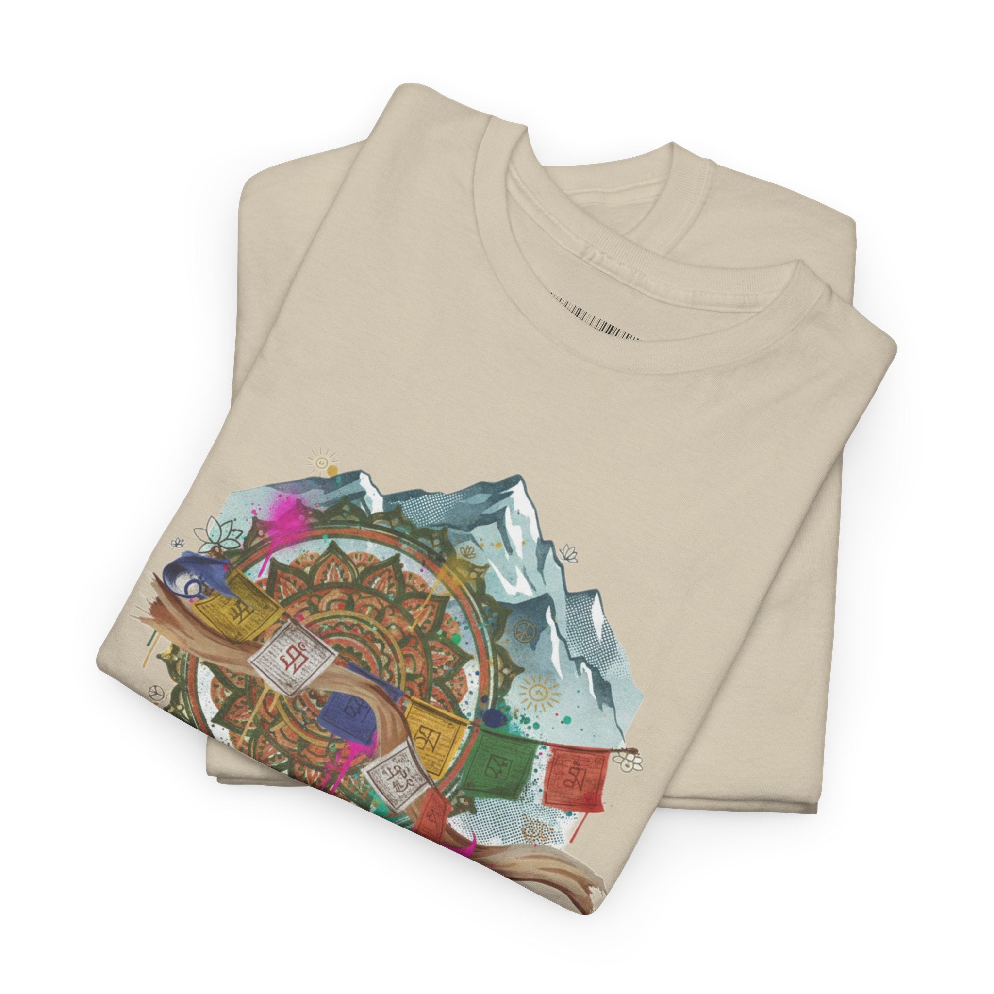 Adventure Compass Graphic Tee — Mountain, Globe & Flag Illustration