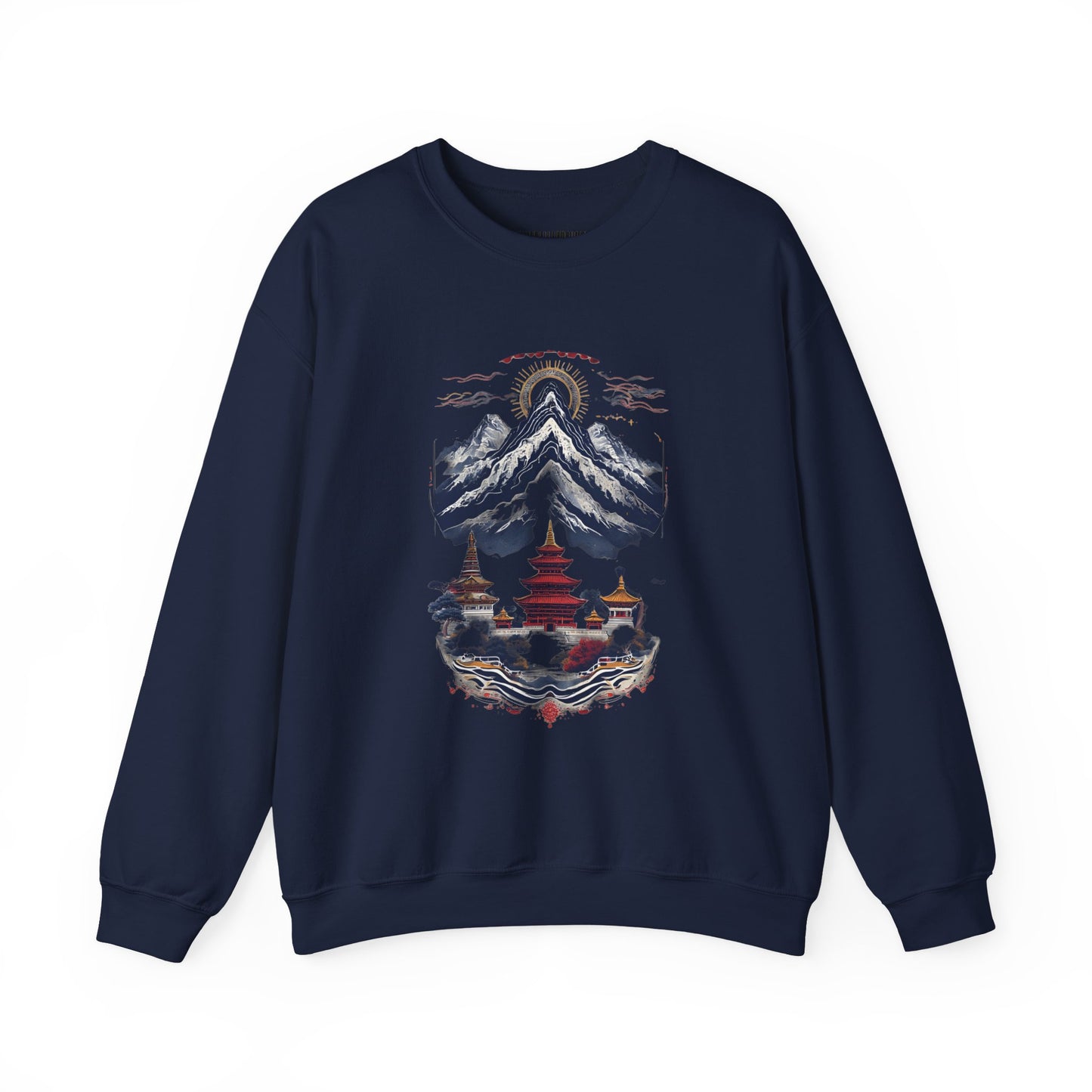 Japanese Mountain Pagoda Crewneck Sweatshirt