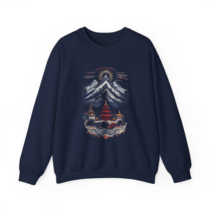 Japanese Mountain Pagoda Crewneck Sweatshirt