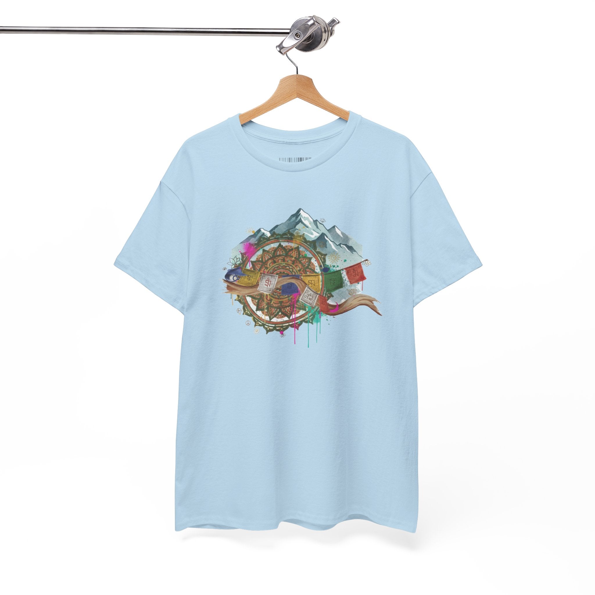 Adventure Compass Graphic Tee — Mountain, Globe & Flag Illustration