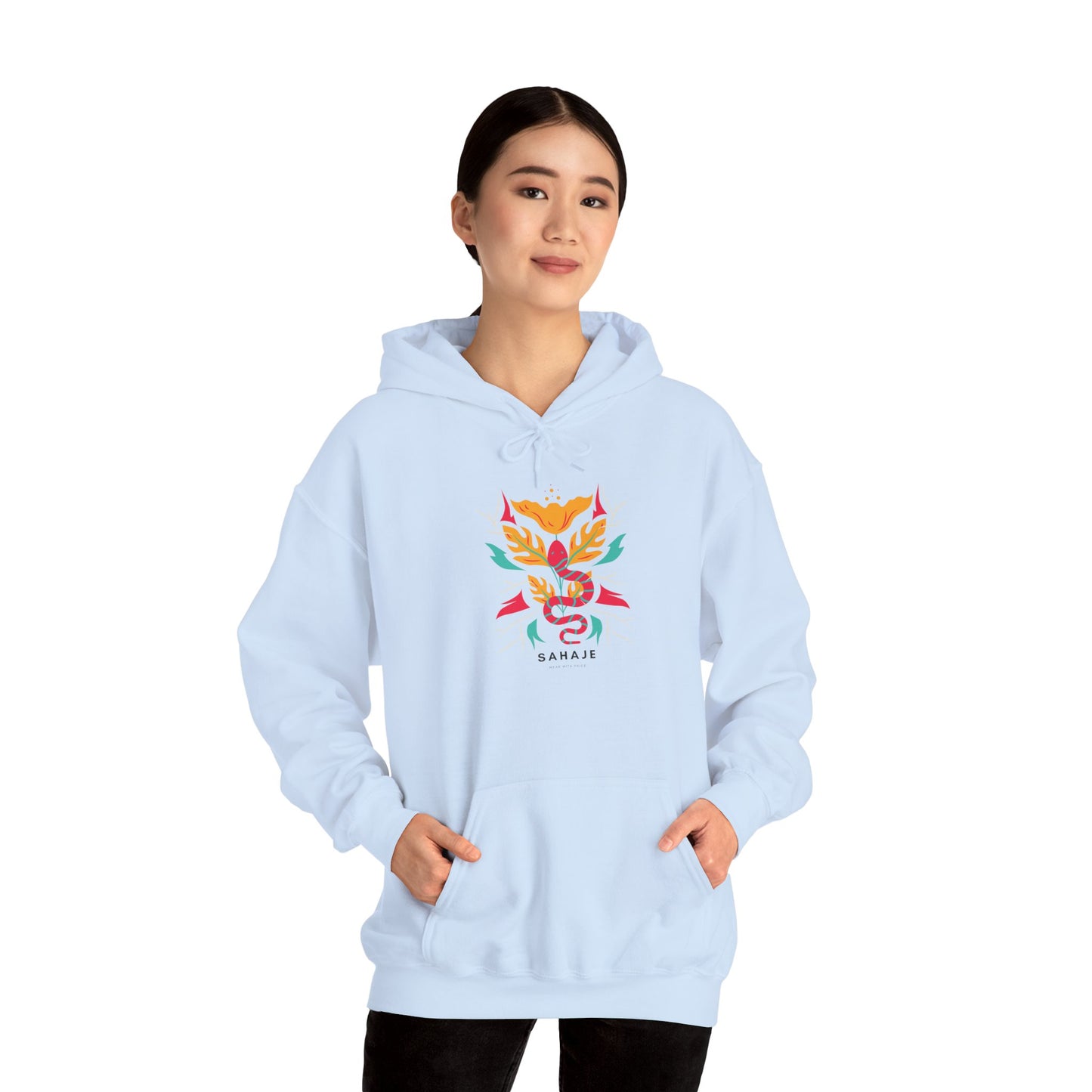 Floral Snake Hoodie — Colorful Serpent & Bloom Graphic Sweatshirt