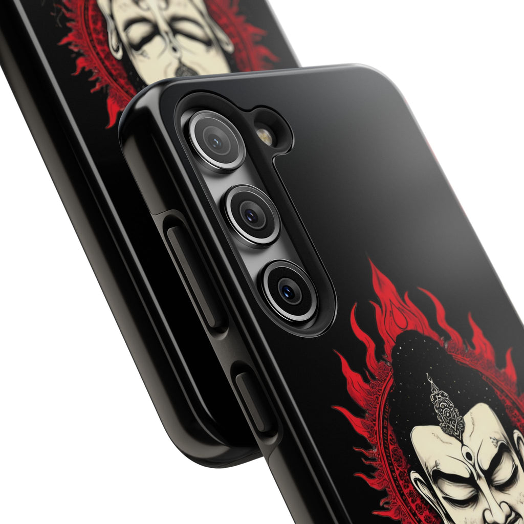 Meditative Buddha Tough Phone Case — Red Flame Zen Protection