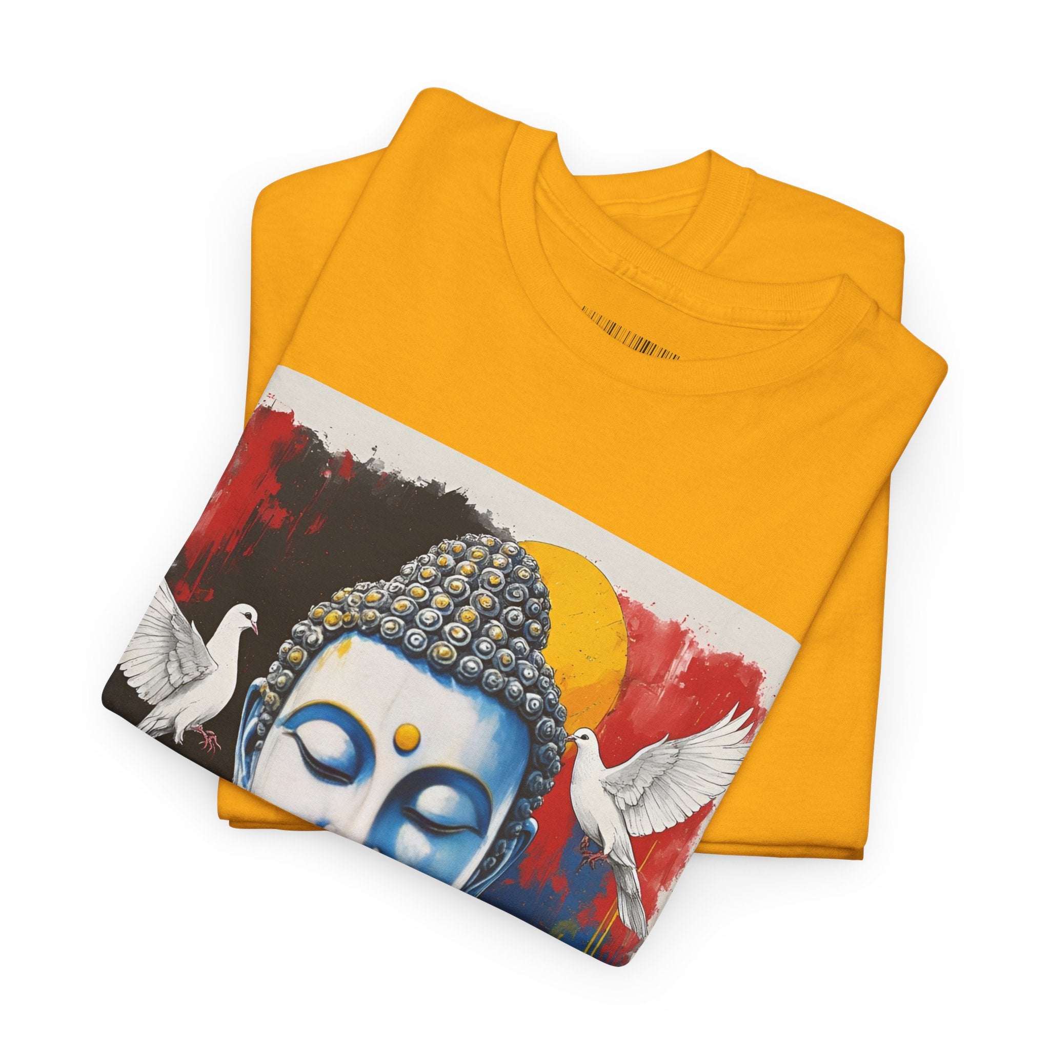 Buddha Peace Tee — Colorful Buddha & Doves Graphic T-Shirt