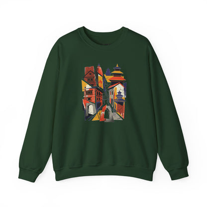 Crewneck Sweatshirt — Abstract Cityscape Graphic (Colorful Architectural Illustration)