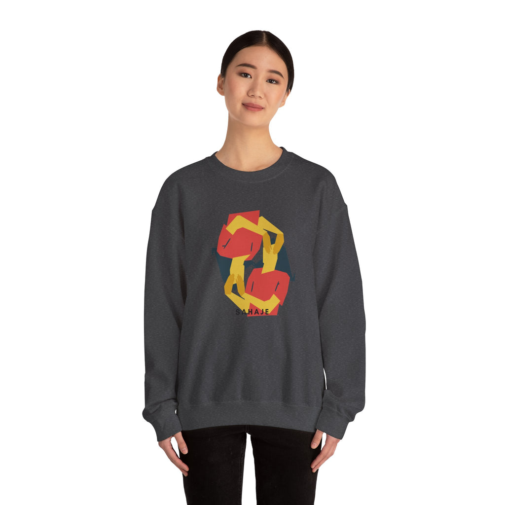 Abstract Flamingo Geometric Crewneck Sweatshirt