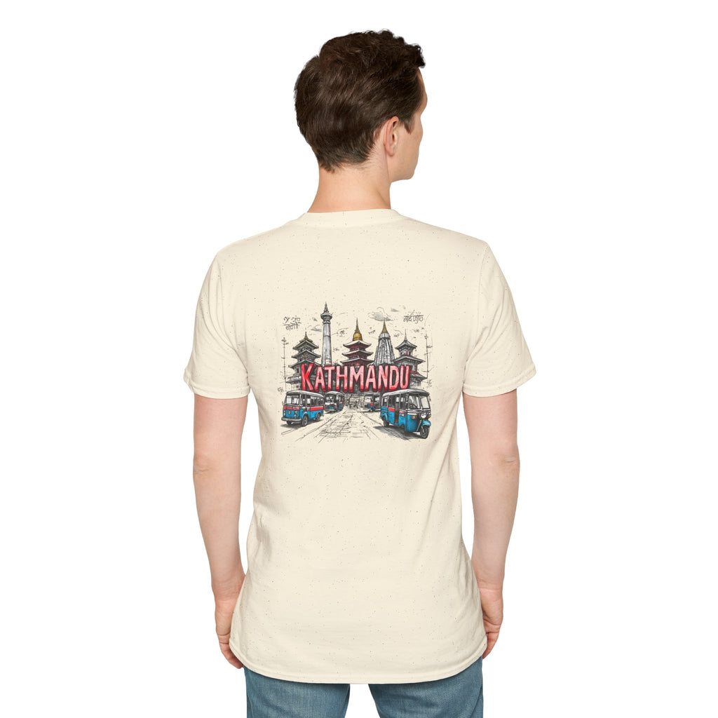 Kathmandu Travel T-Shirt — Nepali Temple & Vintage Jeep Graphic tee