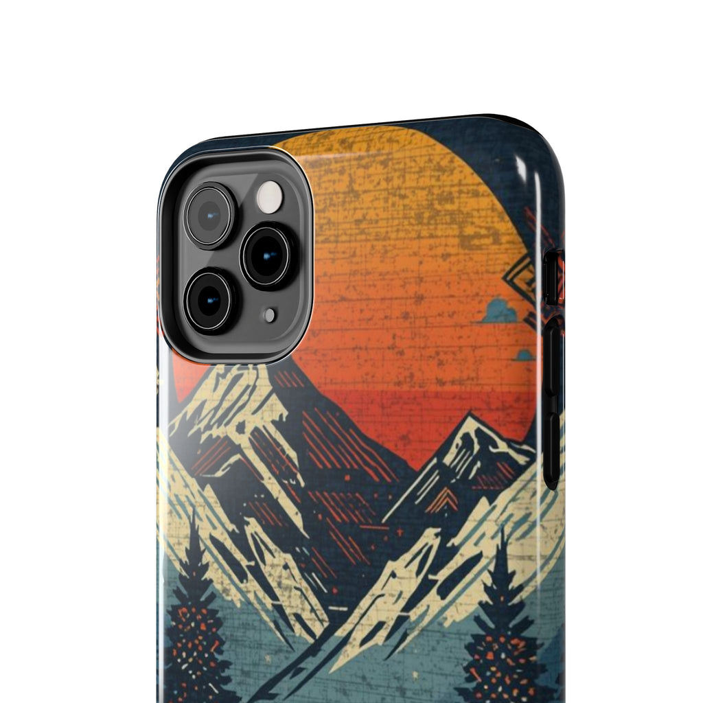 Tough Phone Case — Retro Mountain Sunset Design