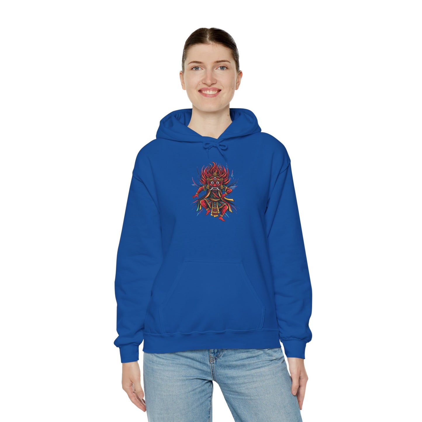 Demonic Oni Mask Hoodie — Japanese Demon Illustration Sweatshirt
