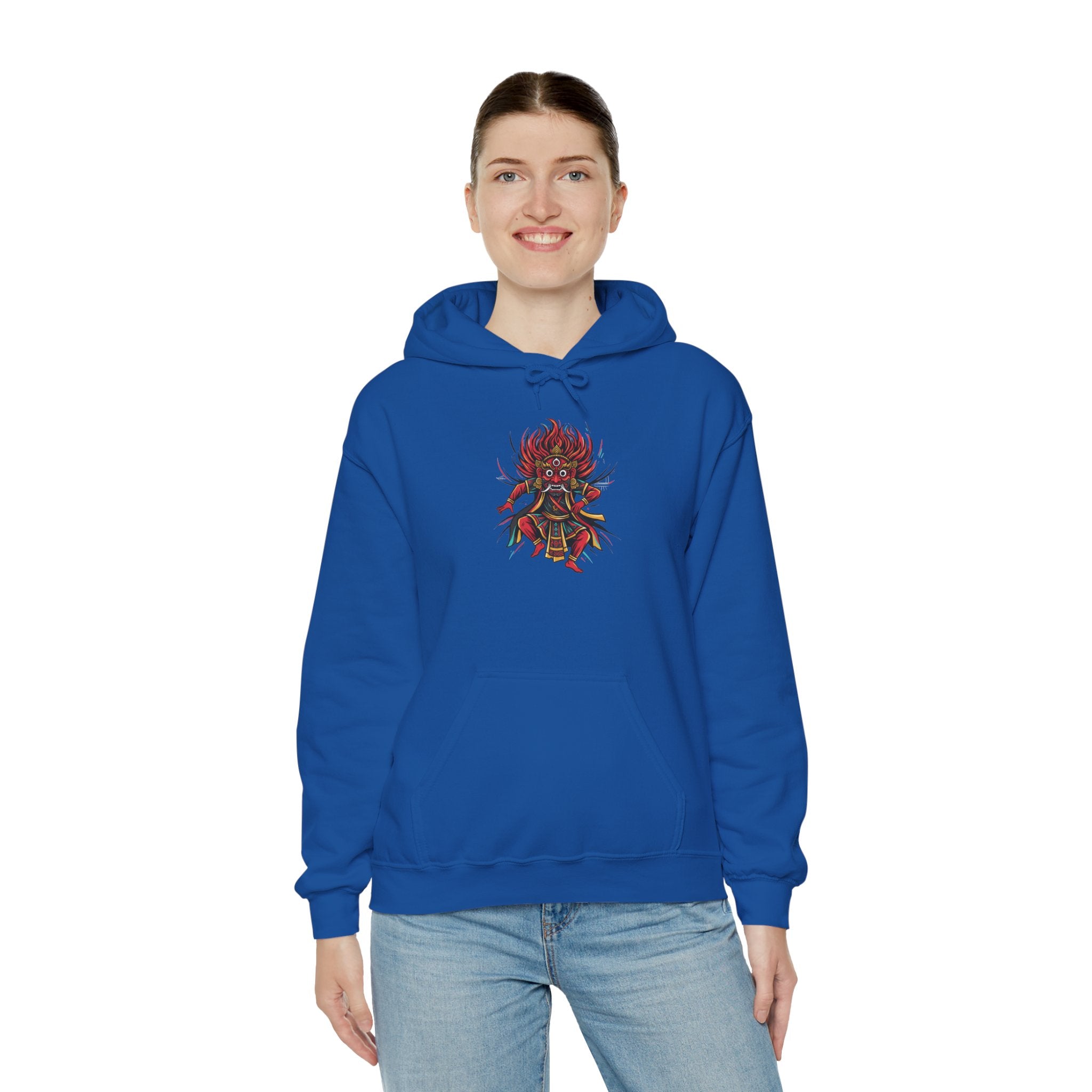 Demonic Oni Mask Hoodie — Japanese Demon Illustration Sweatshirt
