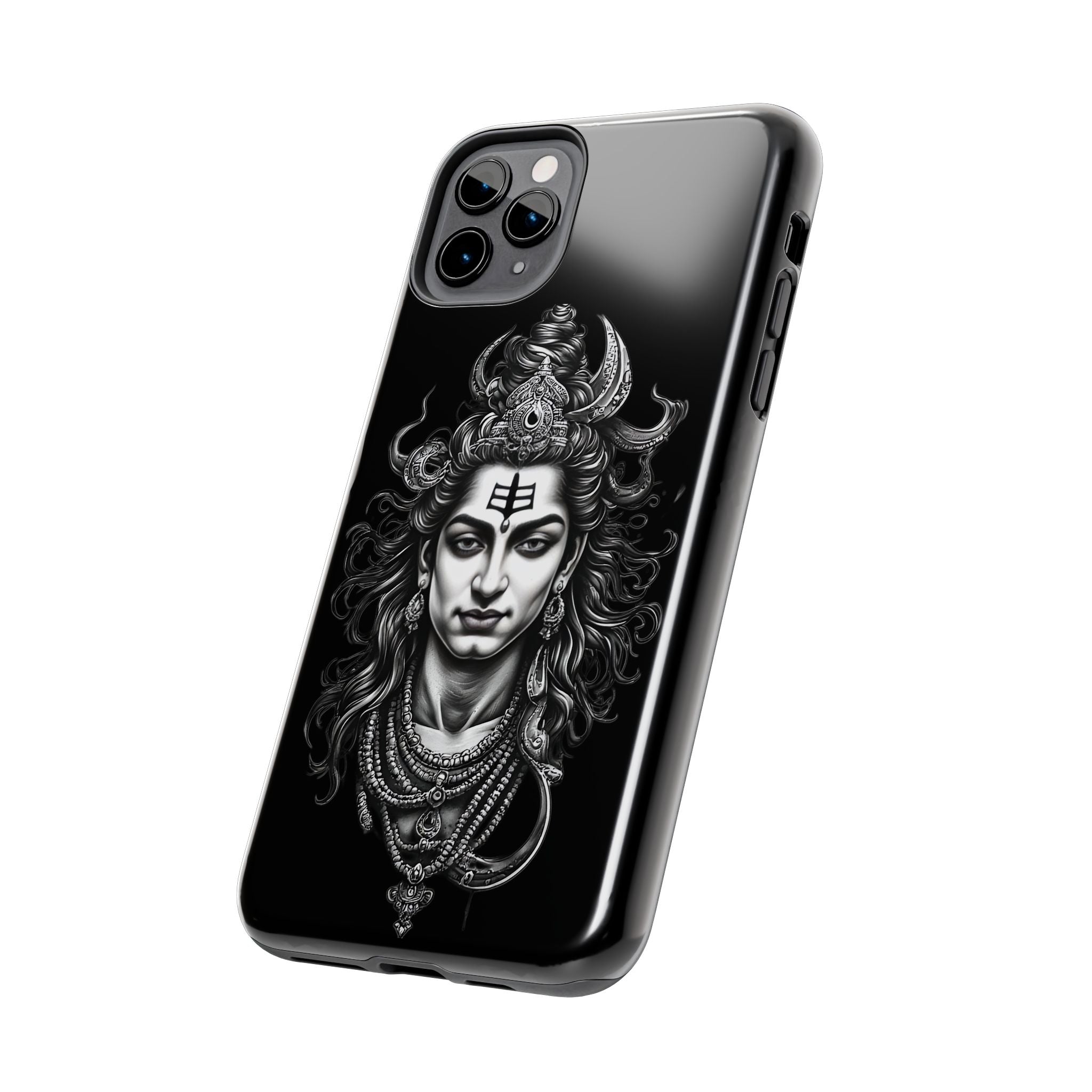 Phone Case — Intricate Lord Shiva Illustration on Black Tough Case