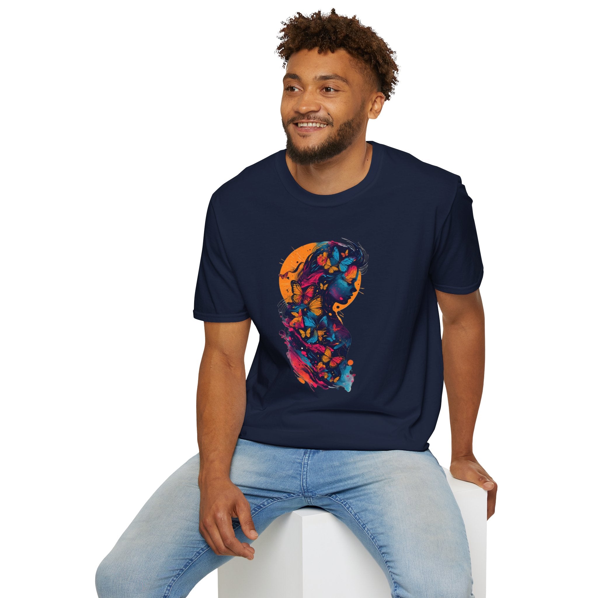 Butterfly Silhouette T-Shirt — Colorful Floral Profile Tee