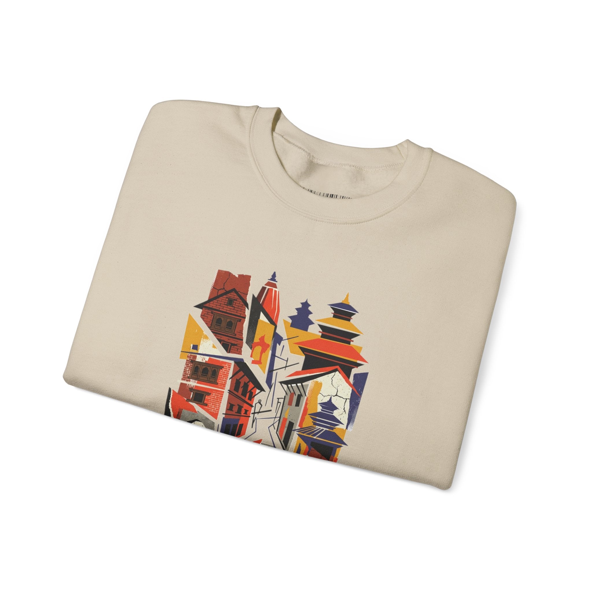 Architectural Cityscape Crewneck Sweatshirt — Abstract Urban Alley Art