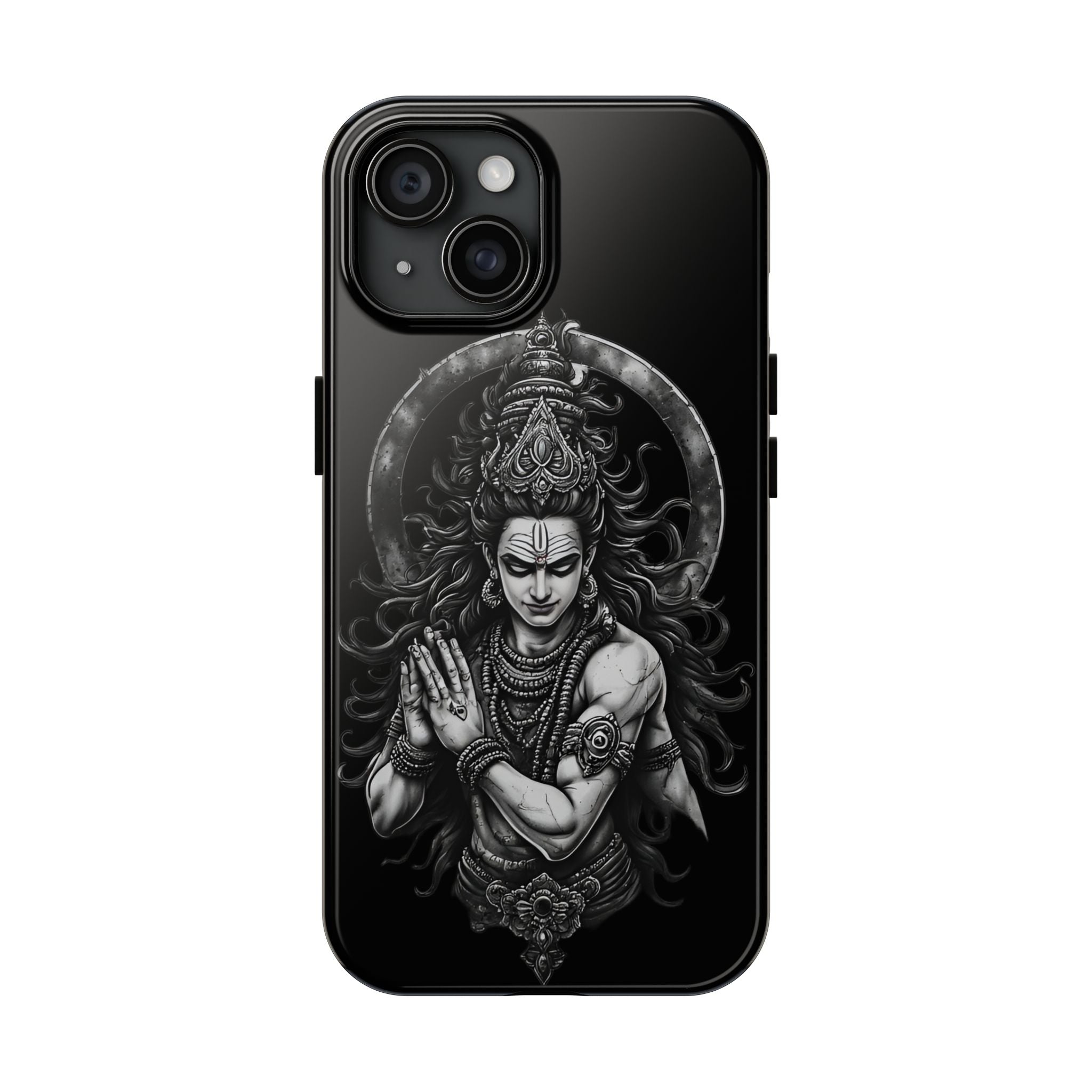 Shiva Tough Phone Case — Black Protective Hindu Deity Design