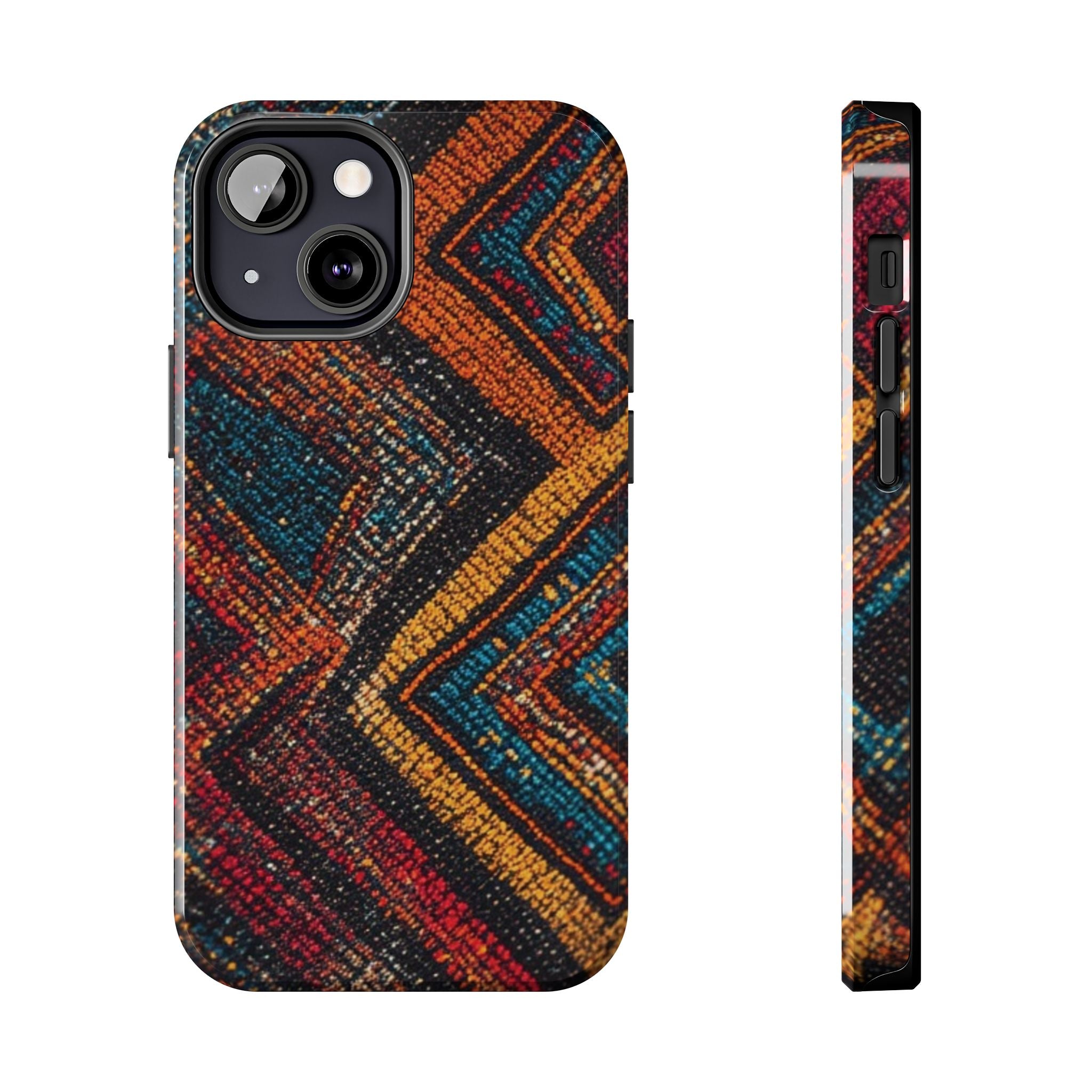 Tough Phone Case — Boho Geometric Rug Pattern, Protective iPhone Cover