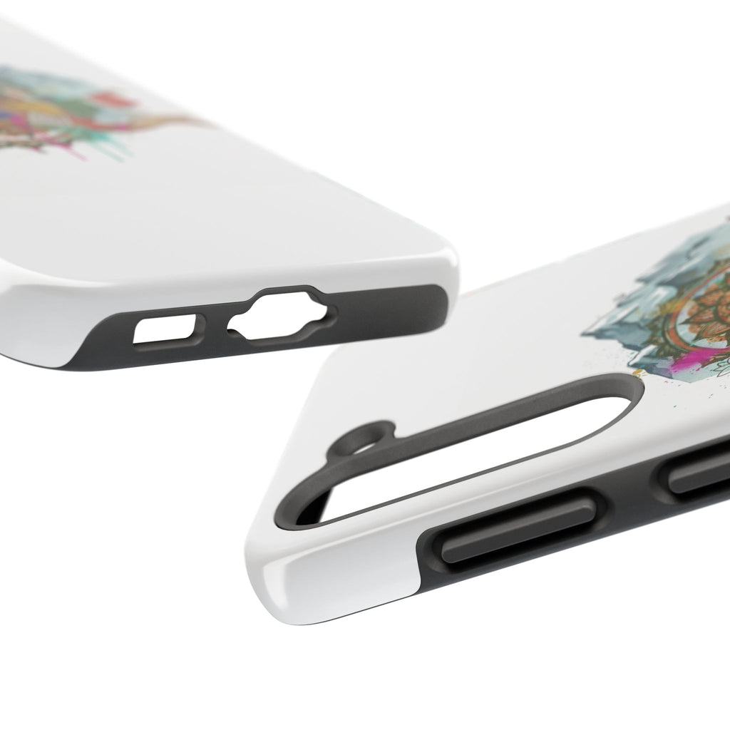 Mountain Compass Tough Phone Case with Prayer Flags & Fish Design