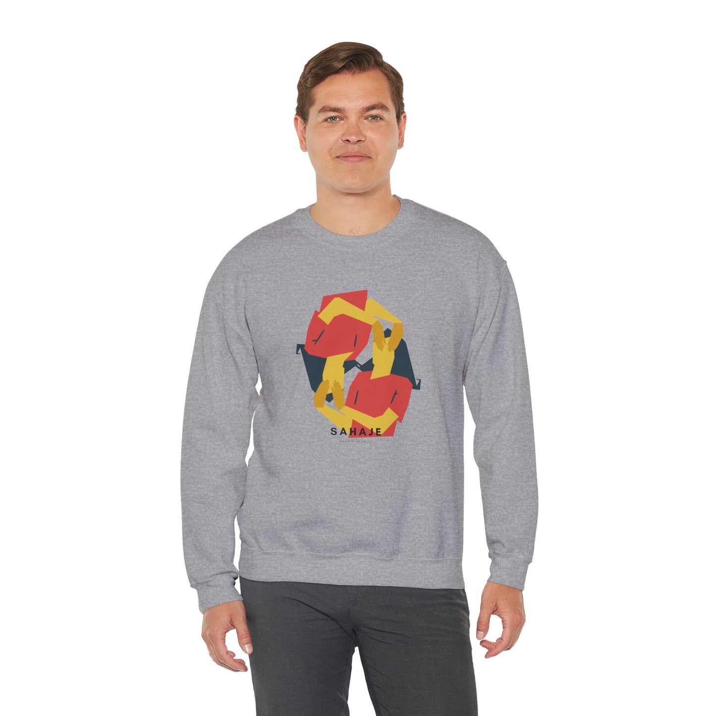 Abstract Flamingo Geometric Crewneck Sweatshirt