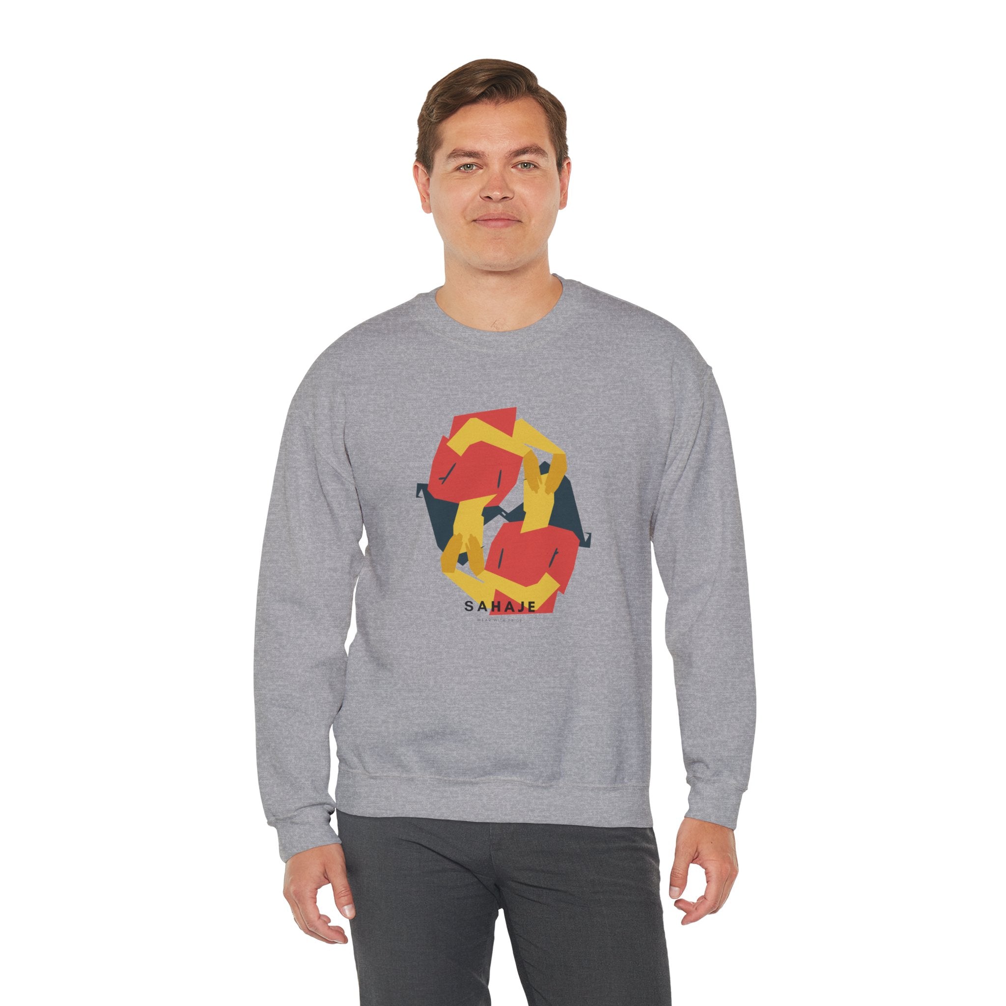 Abstract Flamingo Geometric Crewneck Sweatshirt