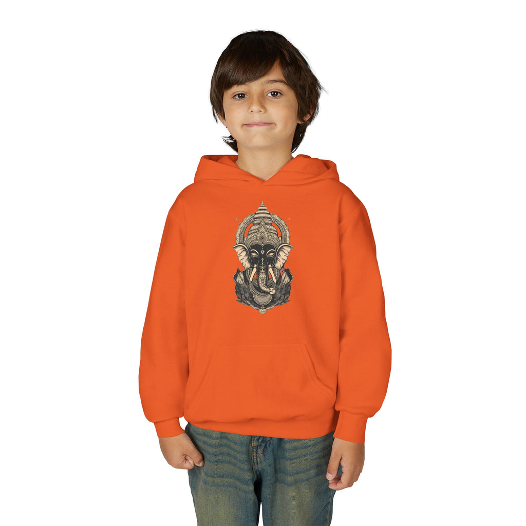 Youth Hoodie — Majestic Ganesha Elephant Art Graphic