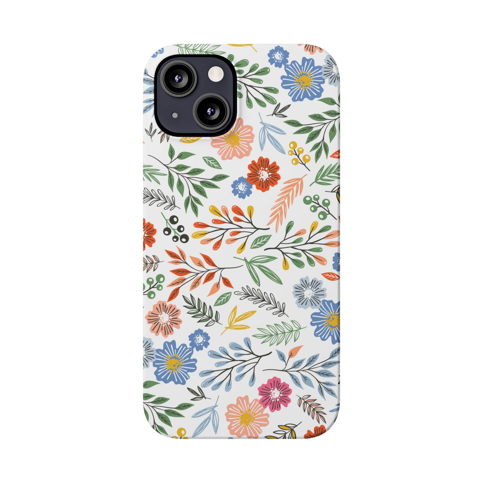 Slim Floral Phone Case — Colorful Hand-Drawn Wildflower Design