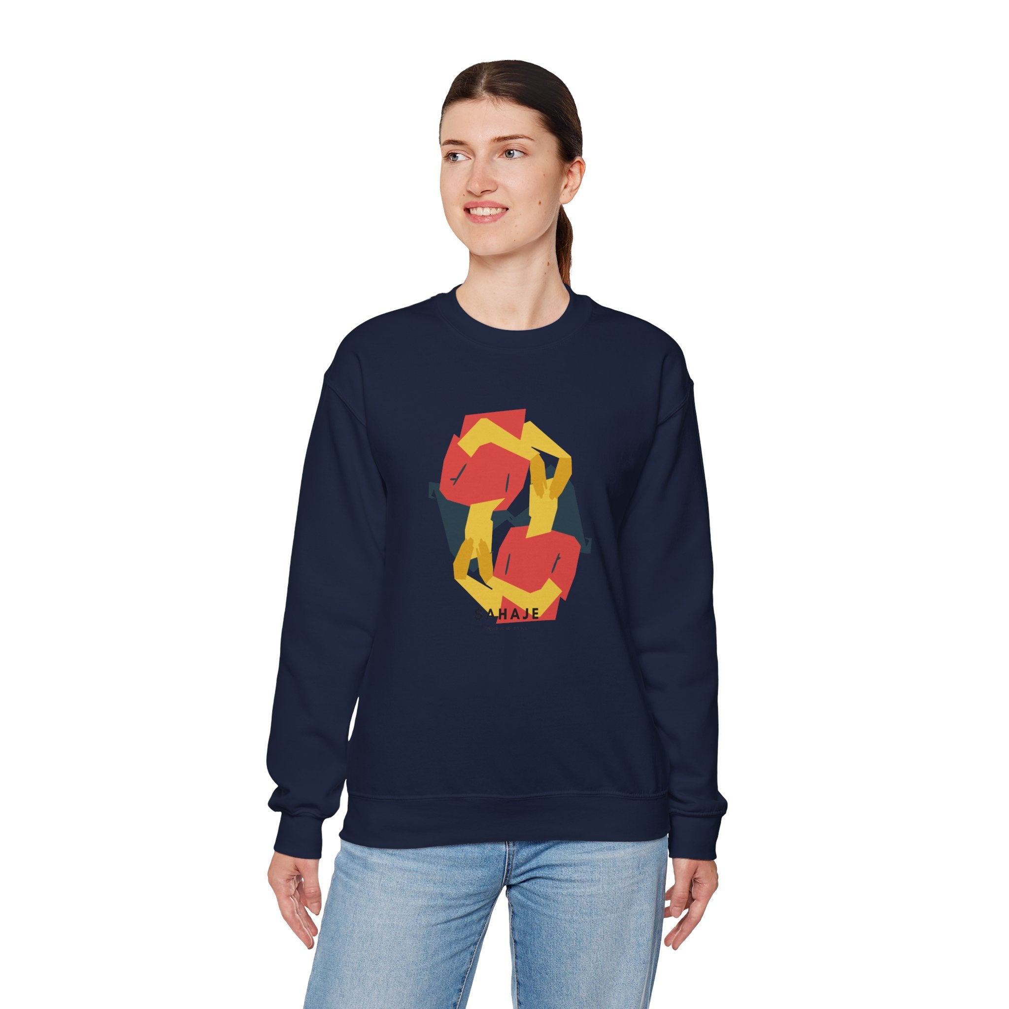 Abstract Flamingo Geometric Crewneck Sweatshirt