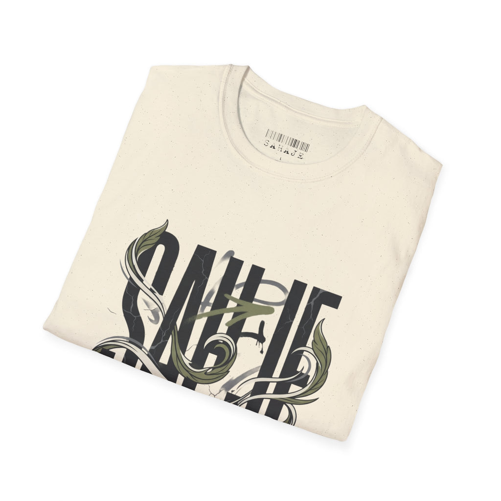 Saurus Graphic T-Shirt — Retro Block Lettering with Snake Illustration
