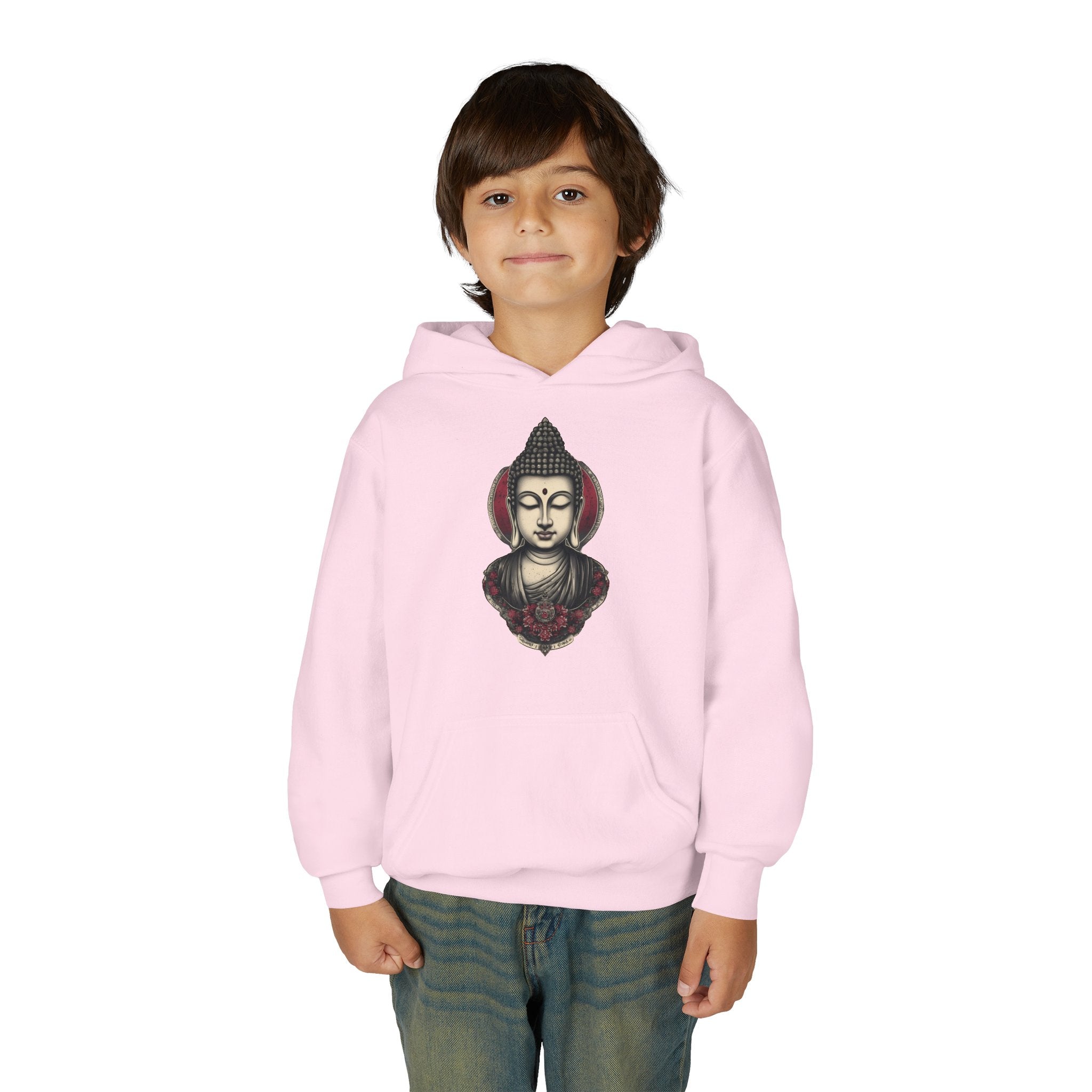 Buddha Head Youth Hoodie — Vintage Lotus Meditation Sweatshirt