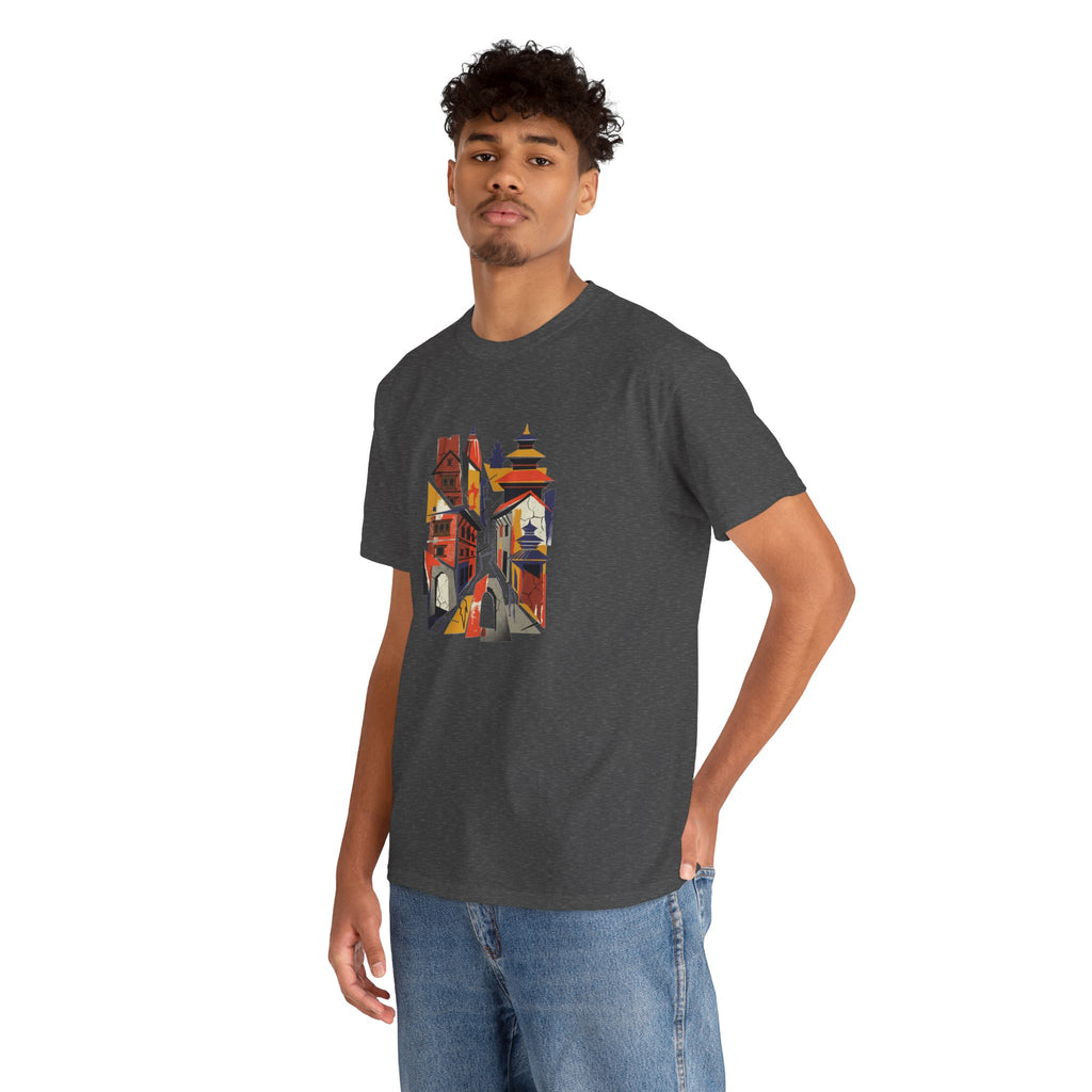 Cityscape Abstract Tee — Colorful Urban Architecture Graphic T‑Shirt