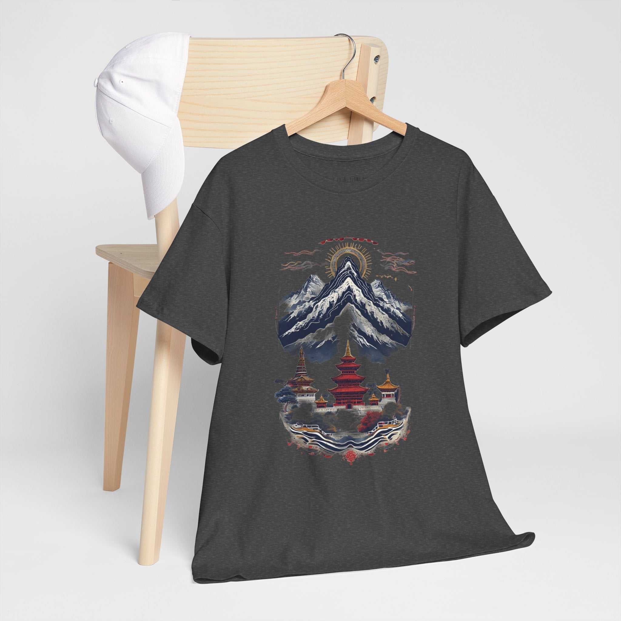 Japanese Mountain Pagoda T-Shirt — Zen Temple Landscape Tee
