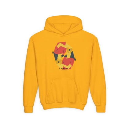 Youth Hoodie with Geometric Squirrel Art – 'Squirrel' Colorful Kids Pullover