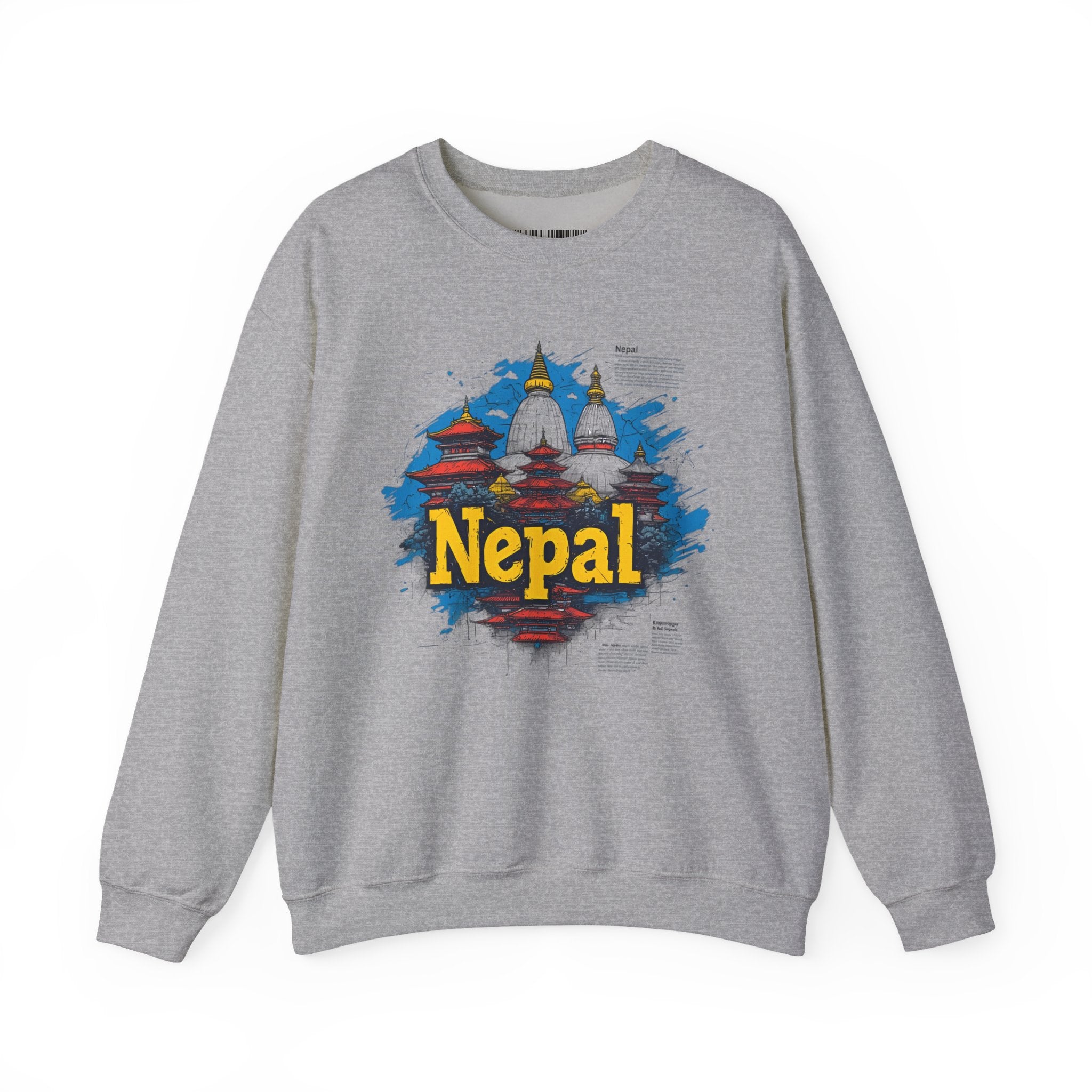 Nepal Landmark Crewneck Sweatshirt – Vintage Kathmandu Stupa Travel Pullover