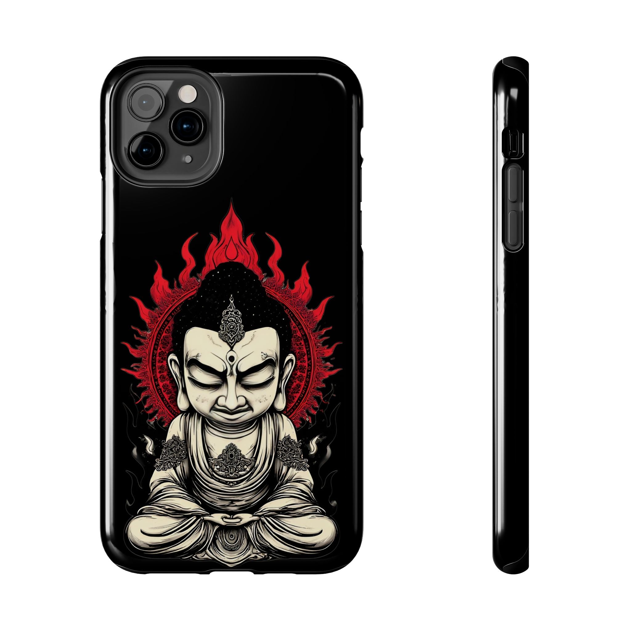 Meditative Buddha Tough Phone Case — Red Flame Zen Protection