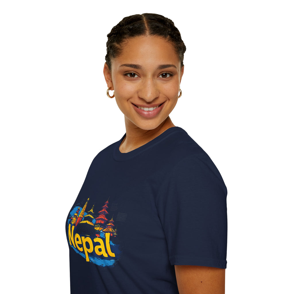 Nepal Temple Skyline T-Shirt – Nepali Cultural Heritage Graphic Tee, Travel & Spiritual Design