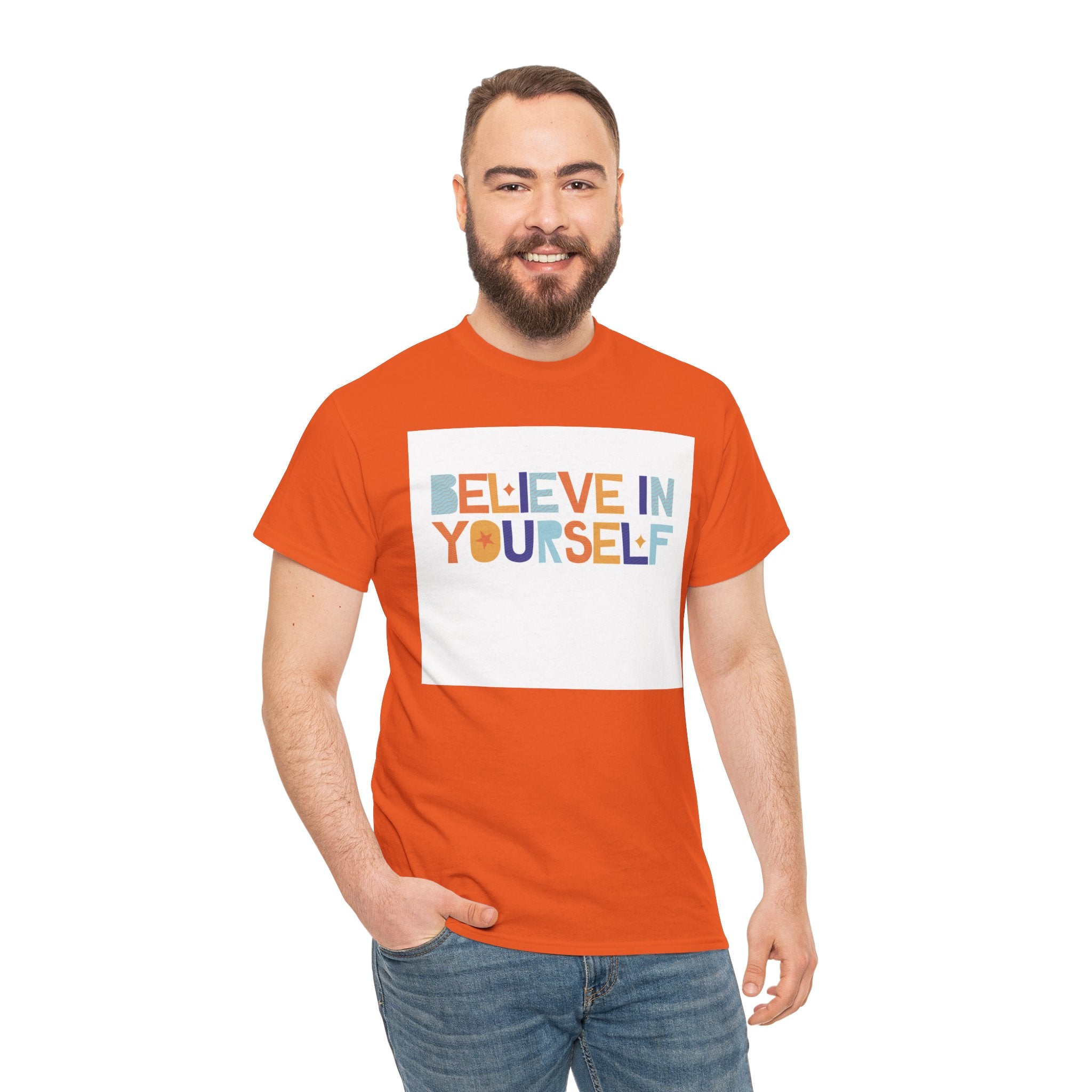 T-Shirt — "Believe in Yourself" Colorful Retro Motivational Tee