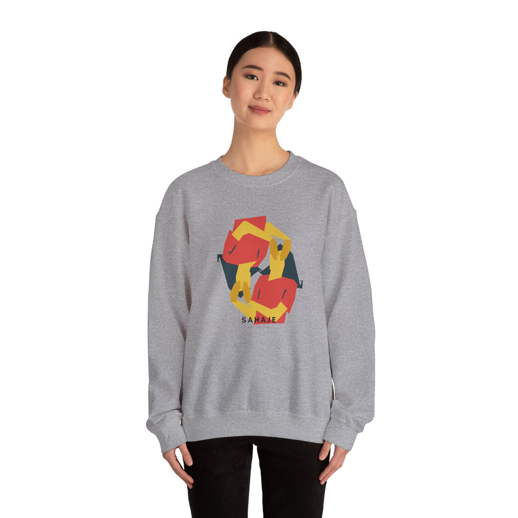 Abstract Flamingo Geometric Crewneck Sweatshirt