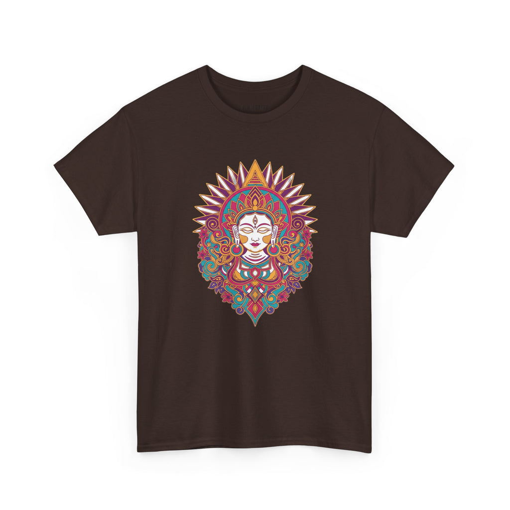 Spiritual Goddess Sun Mandala Tee — Colorful Boho Yoga T‑Shirt