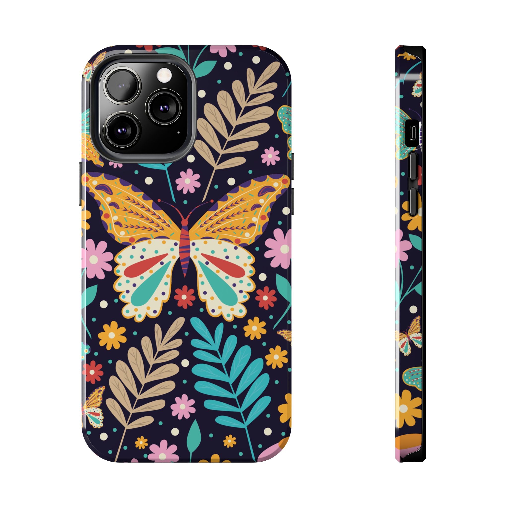 Floral Butterfly Tough Phone Case — Colorful Garden Protective Cover