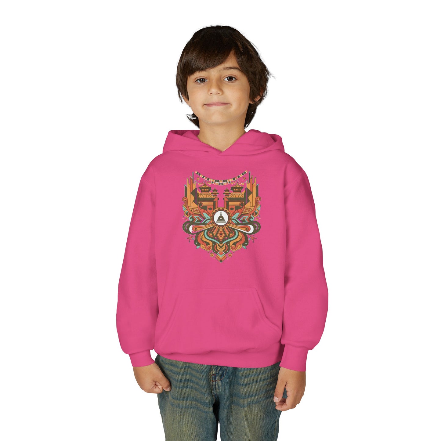 Youth Hoodie — Rustic Peace Mandala Graphic