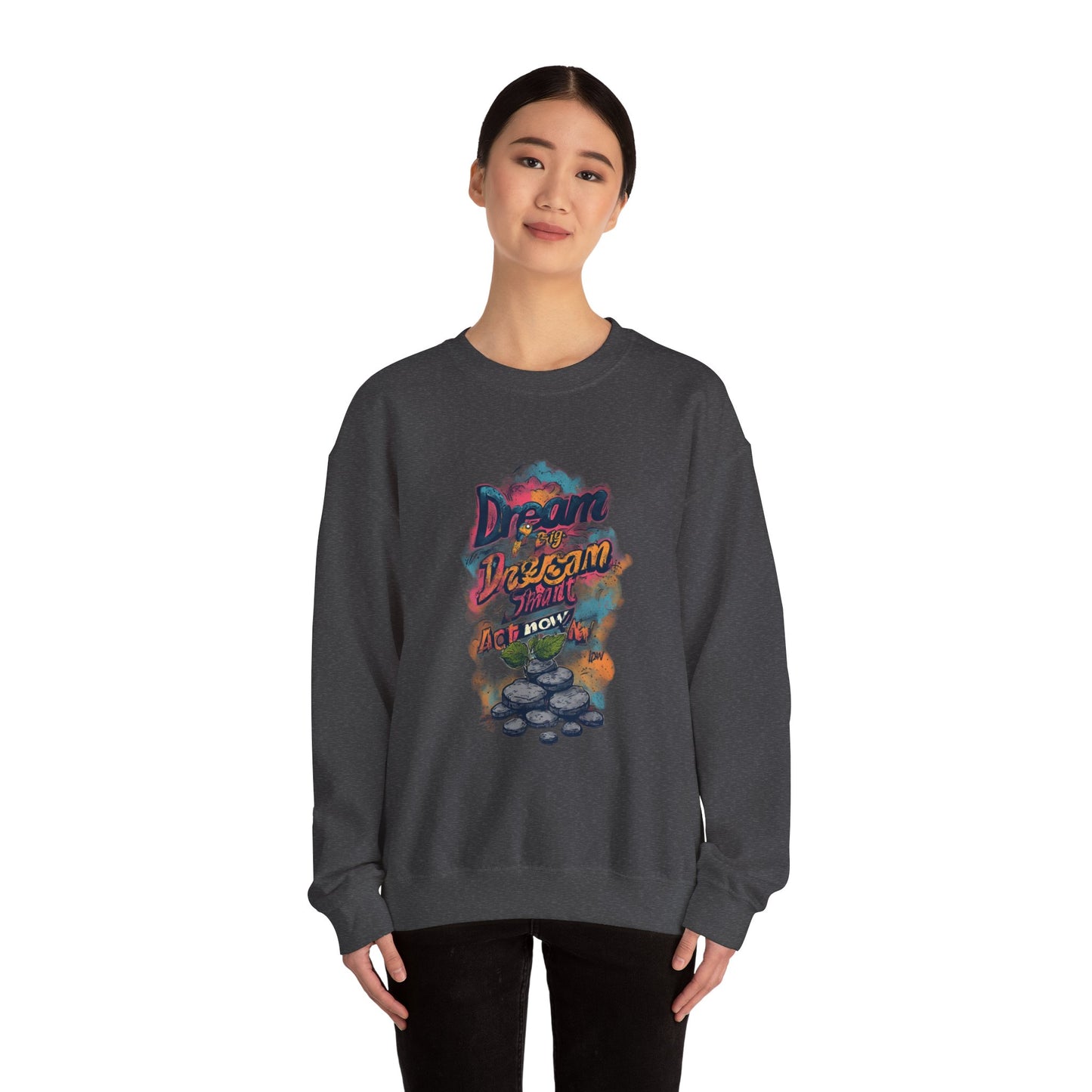 Dream Big Crewneck Sweatshirt — "Dream, Design, Draw" Inspirational Graphic