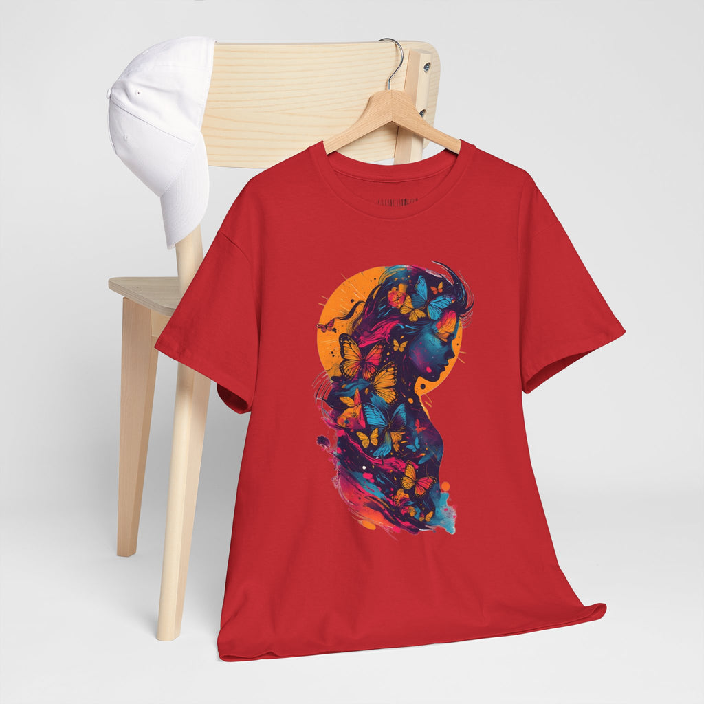 Butterfly Silhouette Graphic Tee — Colorful Maternity Profile Design