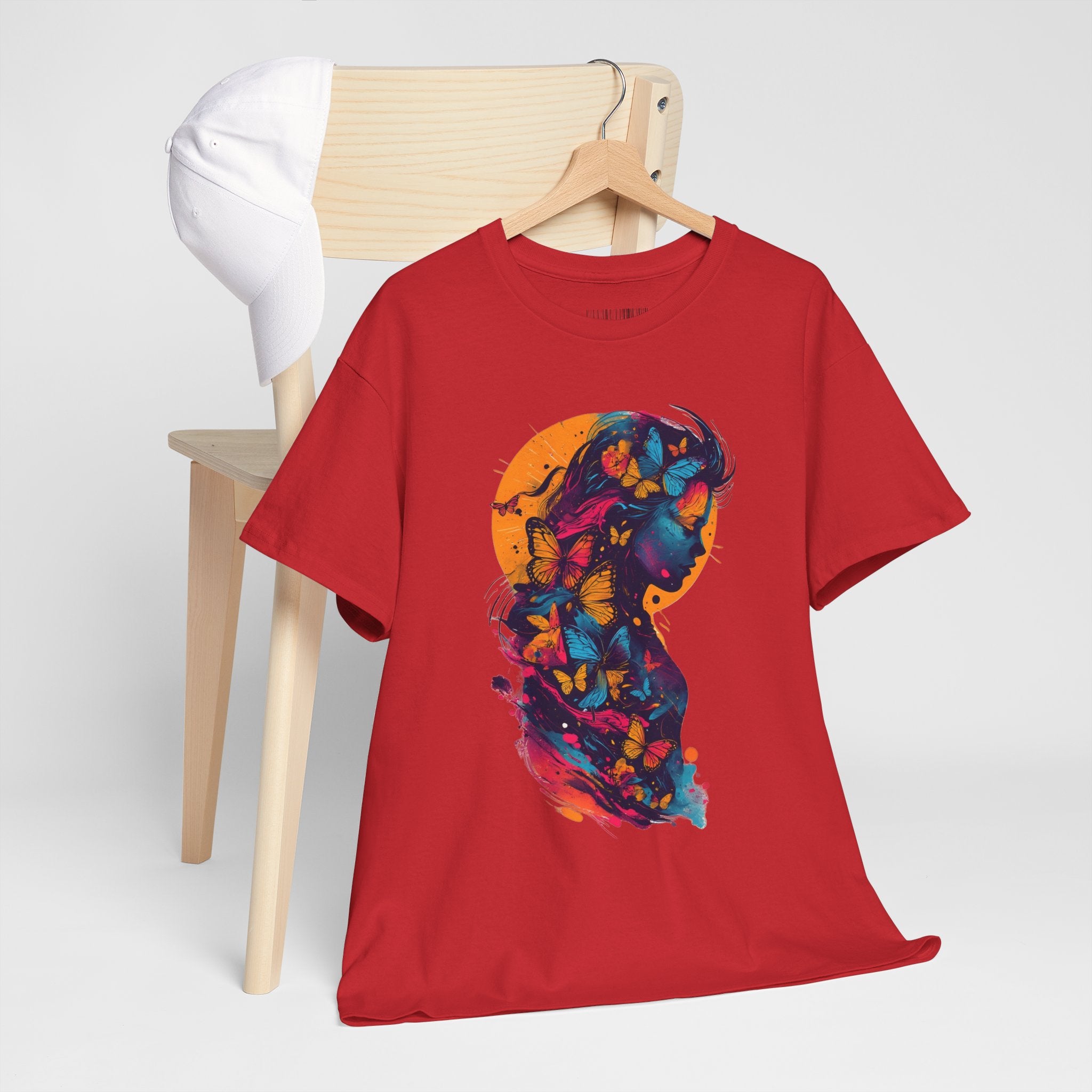 Butterfly Silhouette Graphic Tee — Colorful Maternity Profile Design