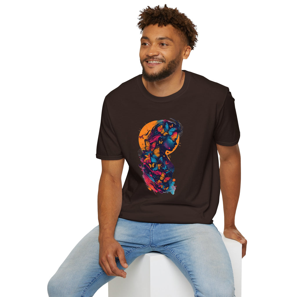 Butterfly Silhouette T-Shirt — Colorful Floral Profile Tee