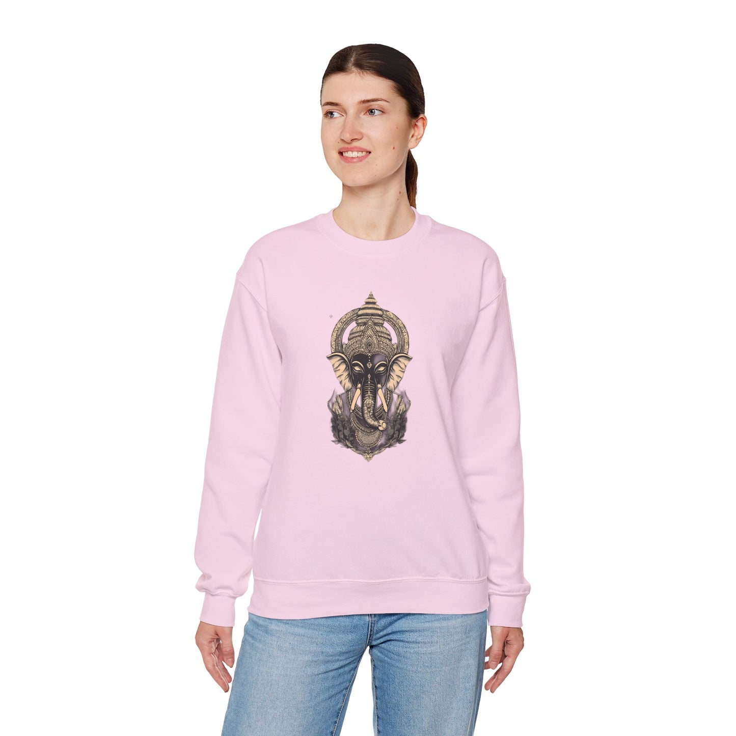 Elephant Mandala Crewneck Sweatshirt — Spiritual Indian-Inspired Graphic