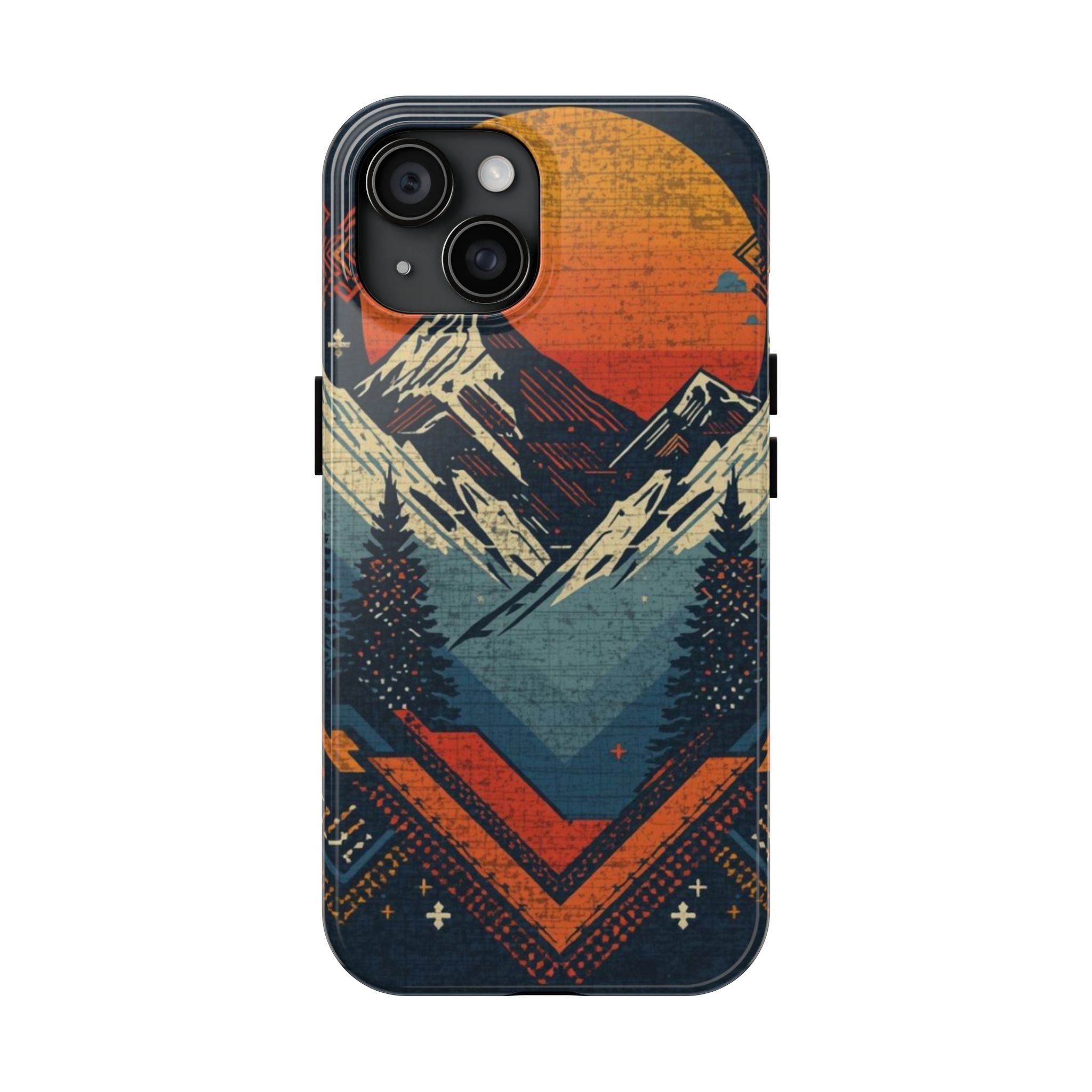 Tough Phone Case — Retro Mountain Sunset Design