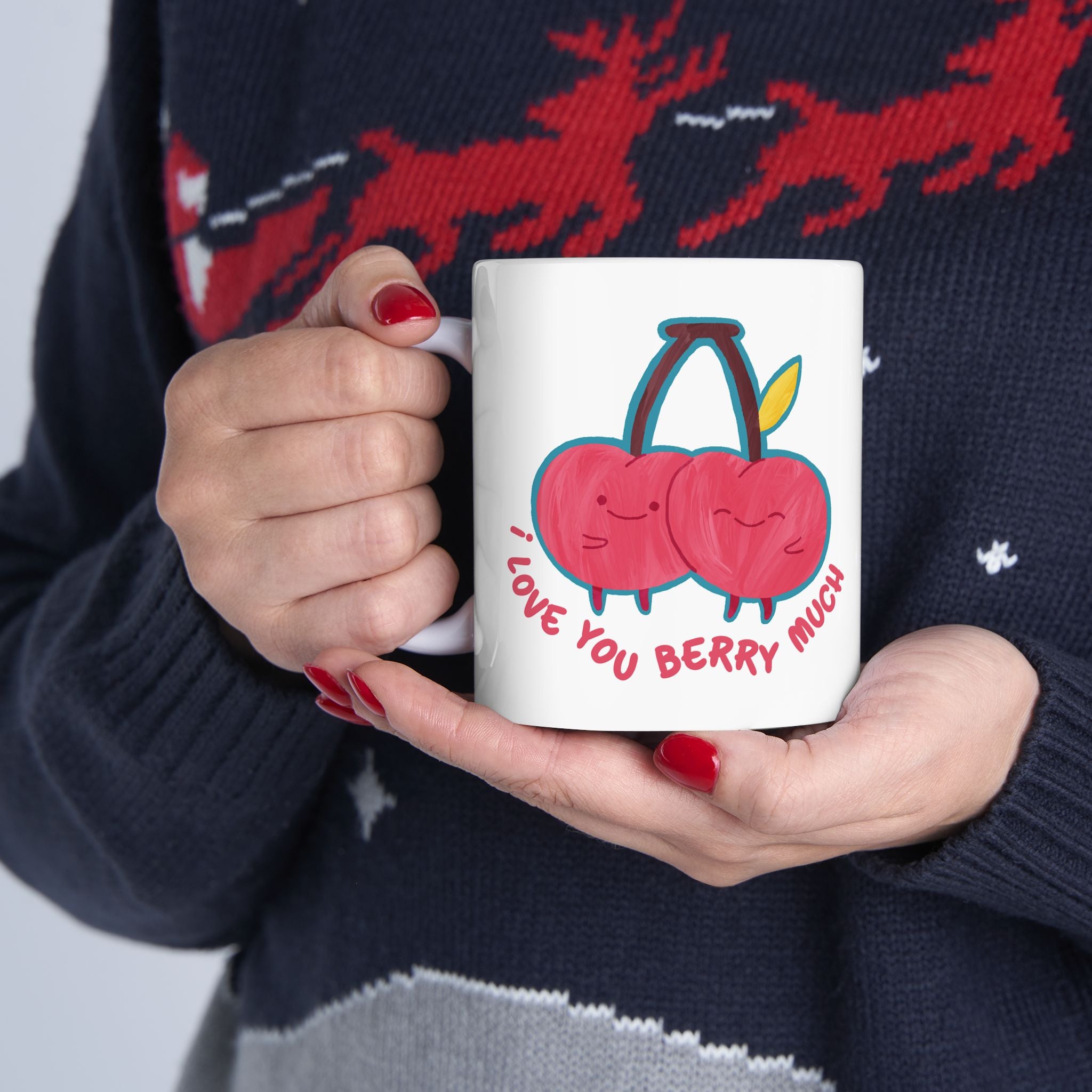 Cute Ceramic Mug - 'I Love Berry Much' - Perfect Gift for Friends, Coffee Lovers, Mother's Day, Valentine's Day, Cute Kitchen Decor