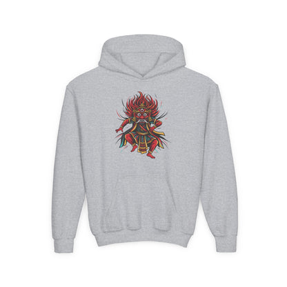 Youth Hoodie — Colorful Mythical Demon Mask Graphic