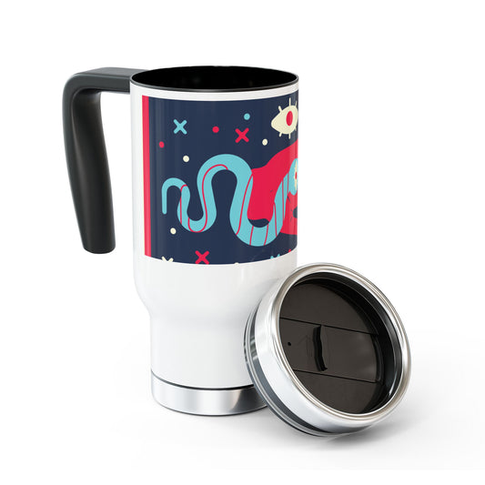 Vibrant Snake Design Travel Mug with Handle, Travel Coffee Cup, Artsy Gift for Her, Unique Drinkware, Camping Accessories, Road Trip [...]