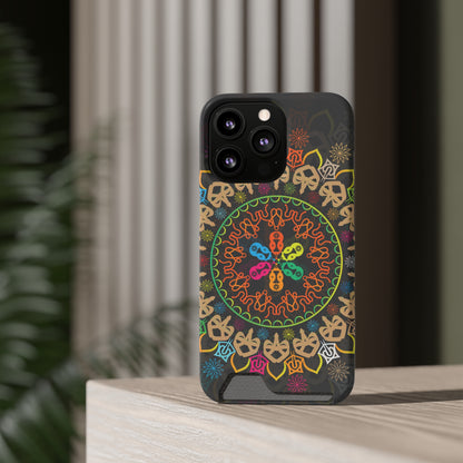 Colorful Mandala Phone Case with Card Holder, Bohemian Phone Accessory, Gift for Him/Her, Vibrant Smartphone Case, Artistic Phone Cover